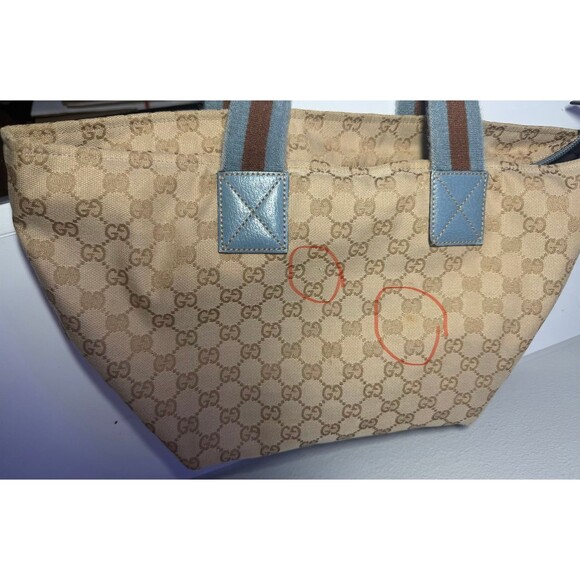 Rare Gucci blue and brown monogram. Pre-loved. Certified on Mercari. - Picture 11 of 13